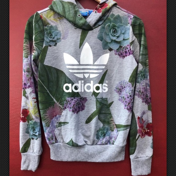 women's adidas trefoil floral hoodie